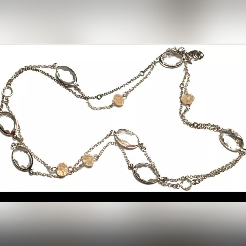 Vintage Jewelry Necklace SIGNED CHARMING CHARLIE Chain Encased Multi Bead 37"